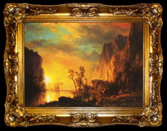 framed  Albert Bierstadt Sunset in the  Rockies, ta009-2